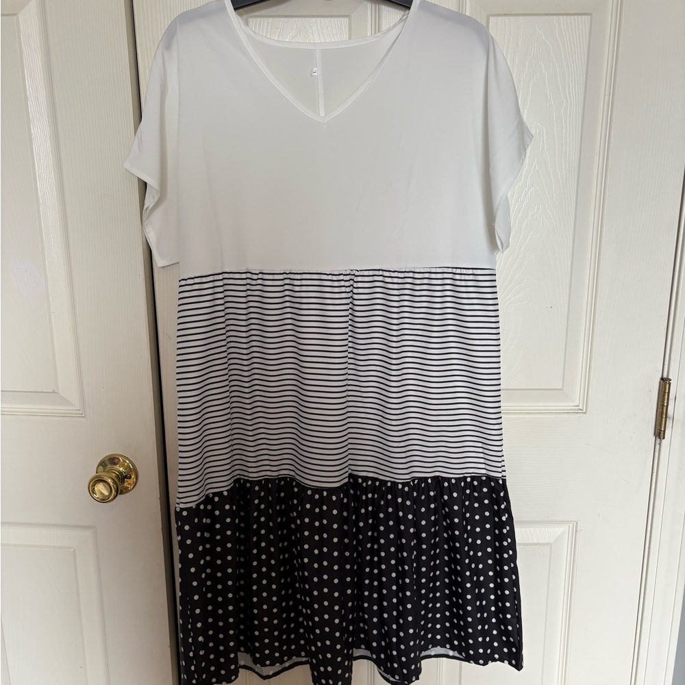 Stylish Black and White Striped Dress